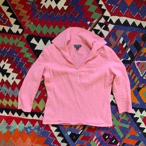 Cashmere Pullover Pearly Button Detail Polo Sweater